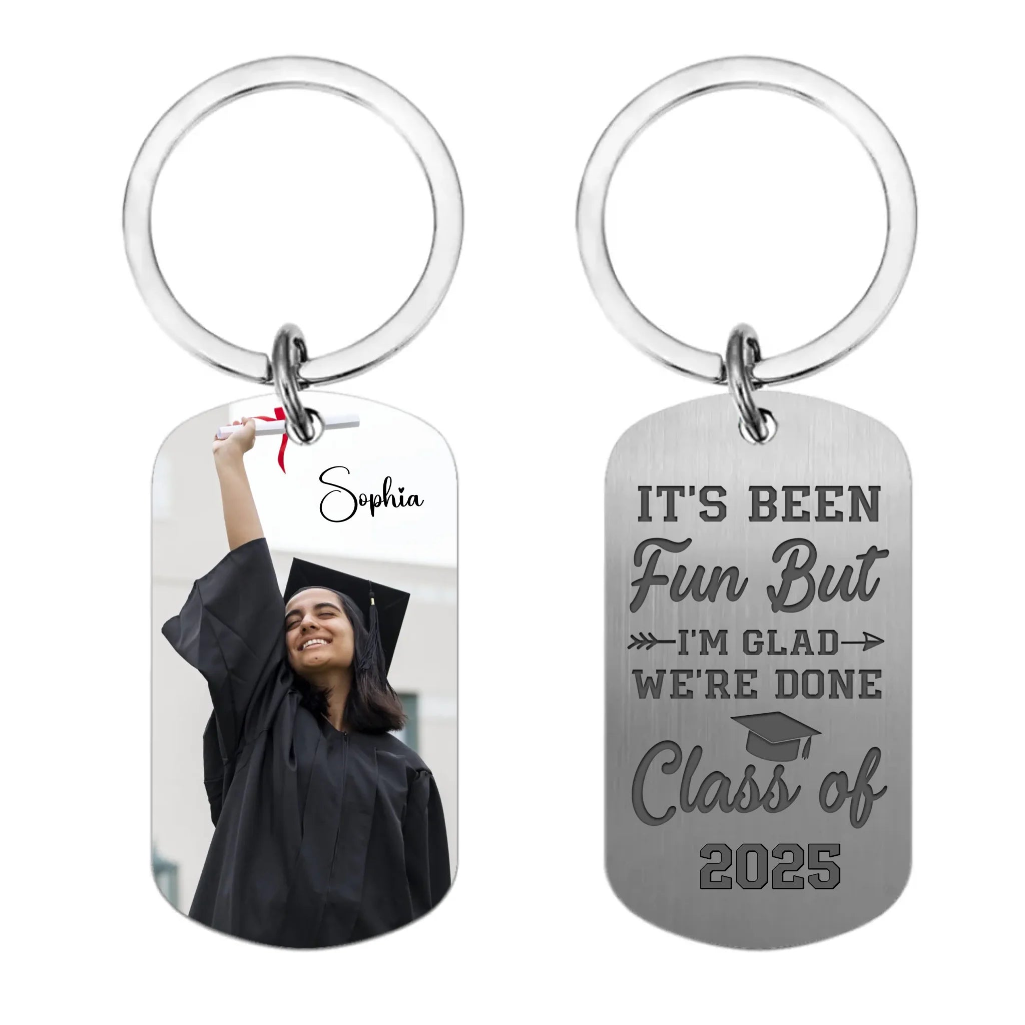 Custom Photo Graduation Keychain - It's Been Fun But I'm Glad We're Done - Gift For Graduates - OLESA