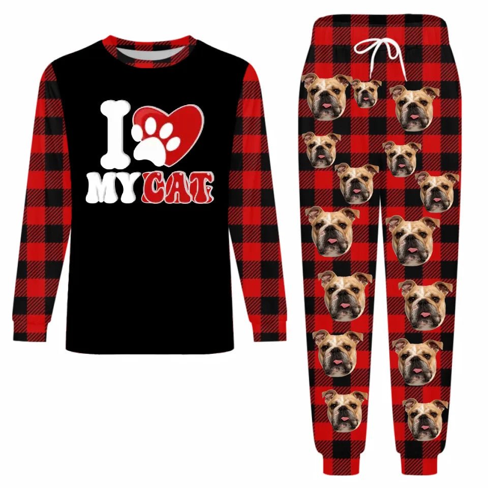 Custom Photo I Love My Dog Cat Pet - Personalized Unisex Pajamas Set - Gift Ideas for Pet Lovers - OLESA