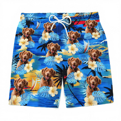 Custom Photo Life Is Better With Sandy Paws - Dog & Cat Photo Personalized Tropical Hawaiian Men Beach Shorts - OLESA