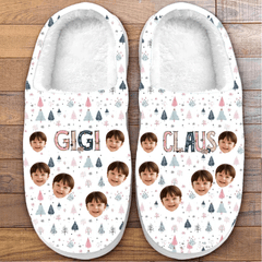 Custom Photo The Coolest Nana Claus Ever - Family Personalized Custom Fluffy Slippers - Christmas Gift For Grandma - OLESA