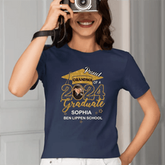 Custom Proud With Glitter Star Graduation Cap Photo Shirts, Graduation Gift - OLESA