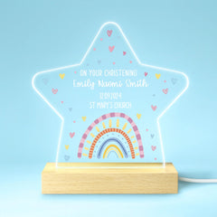 Custom Rainbow Star Night Light - Personalized Christening Gift with Name and Date - Gift for Girls kids - OLESA