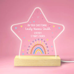 Custom Rainbow Star Night Light - Personalized Christening Gift with Name and Date - Gift for Girls kids - OLESA