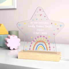 Custom Rainbow Star Night Light - Personalized Christening Gift with Name and Date - Gift for Girls kids - OLESA