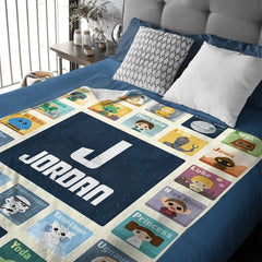 Custom Star Wars Alphabet Blanket - Personalized Cartoon Character Name Blanket - Gift for Kids - OLESA