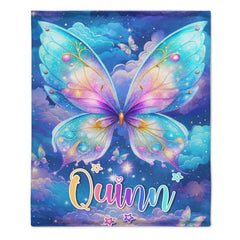 Custom Starry Butterfly Blanket - Personalized Magical Sky Throw - Gift for Butterfly Lovers,Girls - OLESA