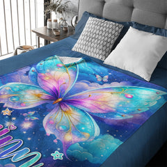 Custom Starry Butterfly Blanket - Personalized Magical Sky Throw - Gift for Butterfly Lovers,Girls - OLESA
