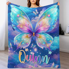 Custom Starry Butterfly Blanket - Personalized Magical Sky Throw - Gift for Butterfly Lovers,Girls - OLESA