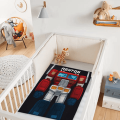 Custom Transformer Blanket - Personalized Robot Hero Throw with Name - Gift for Kids Robot Lovers - OLESA