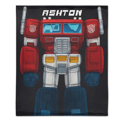 Custom Transformer Blanket - Personalized Robot Hero Throw with Name - Gift for Kids Robot Lovers - OLESA