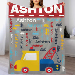Custom Truck Blanket - Personalized Car Word Art Throw - Gift for Kids Boys - OLESA
