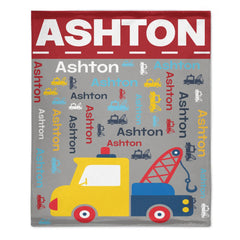 Custom Truck Blanket - Personalized Car Word Art Throw - Gift for Kids Boys - OLESA