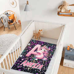 Custom Unicorn Blanket - Personalized Unicorn Initial Throw Blanket - Gift for Girls, Kids - OLESA