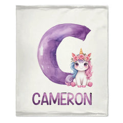 Custom Unicorn Blanket - Personalized Unicorn Name Throw - Gift for Kids and Girls - OLESA