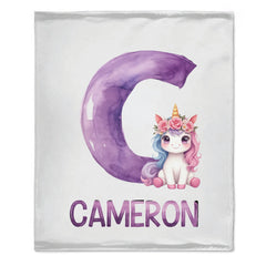 Custom Unicorn Blanket - Personalized Unicorn Name Throw - Gift for Kids & Girls - OLESA