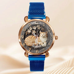 Customised Cat Watch - Cat - themed Watch with Personalised Name and Photo - A Gift For Family,Friend,Cat Lovers,Cat Owners - OLESA