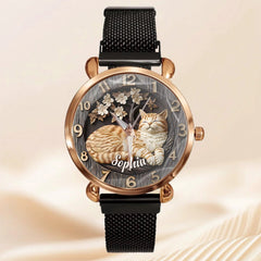 Customised Cat Watch - Cat - themed Watch with Personalised Name and Photo - A Gift For Family,Friend,Cat Lovers,Cat Owners - OLESA