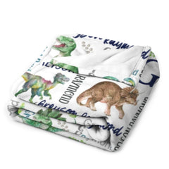 Customised Dinosaur Pattern Blanket - Personalised Name Dinosaur Blanket - A Gift For Child,Baby,Friend - OLESA