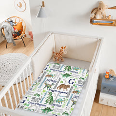 Customised Dinosaur Pattern Blanket - Personalised Name Dinosaur Blanket - A Gift For Child,Baby,Friend - OLESA