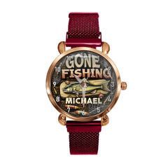 Customised Fishing Themed Watches - Fishing Watch with Personalised Name - A Gift for Fishing enthusiast,Dad,Grandpa,friend - OLESA