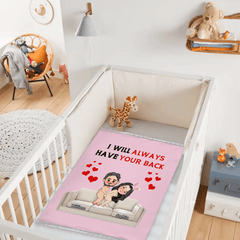 Customised Fun Couple Blanket - Personalised names and cartoon couple images Quirky Fun Blanket - Gifts for Girlfriends, Boyfriends, Husbands, Wives - OLESA
