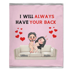 Customised Fun Couple Blanket - Personalised names and cartoon couple images Quirky Fun Blanket - Gifts for Girlfriends, Boyfriends, Husbands, Wives - OLESA
