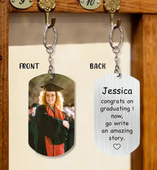 Customised Graduation Themed Keychains - Celebrate Graduation Keychain Personalised with Name and Photo - Memorial Gifts for Graduates,Friend,Family - OLESA