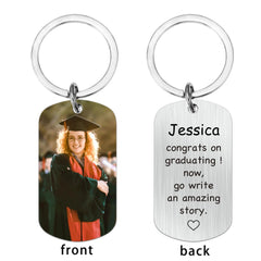 Customised Graduation Themed Keychains - Celebrate Graduation Keychain Personalised with Name and Photo - Memorial Gifts for Graduates,Friend,Family - OLESA