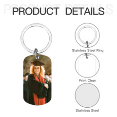 Customised Graduation Themed Keychains - Celebrate Graduation Keychain Personalised with Name and Photo - Memorial Gifts for Graduates,Friend,Family - OLESA