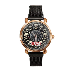 Customised Skull Watch - Personalised Name Skull Pattern Trendy Watch - A Gift For Family,Friend,Brother,Sister - OLESA