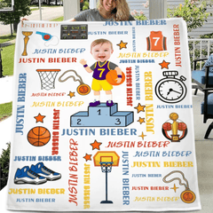 Customised Sports Style Blanket - Personalised Name and Photo Sports Boy Blanket - A Gift For Children,Boy,Sport Lover - OLESA