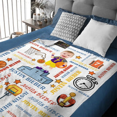 Customised Sports Style Blanket - Personalised Name and Photo Sports Boy Blanket - A Gift For Children,Boy,Sport Lover - OLESA