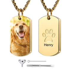 Customised Tag Necklace - Personalised Pet Photo and Name Paw Print keepsake Necklace - A Keepsake Gift For Pet Owners,Pet Lovers - OLESA