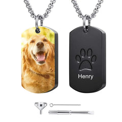 Customised Tag Necklace - Personalised Pet Photo and Name Paw Print keepsake Necklace - A Keepsake Gift For Pet Owners,Pet Lovers - OLESA
