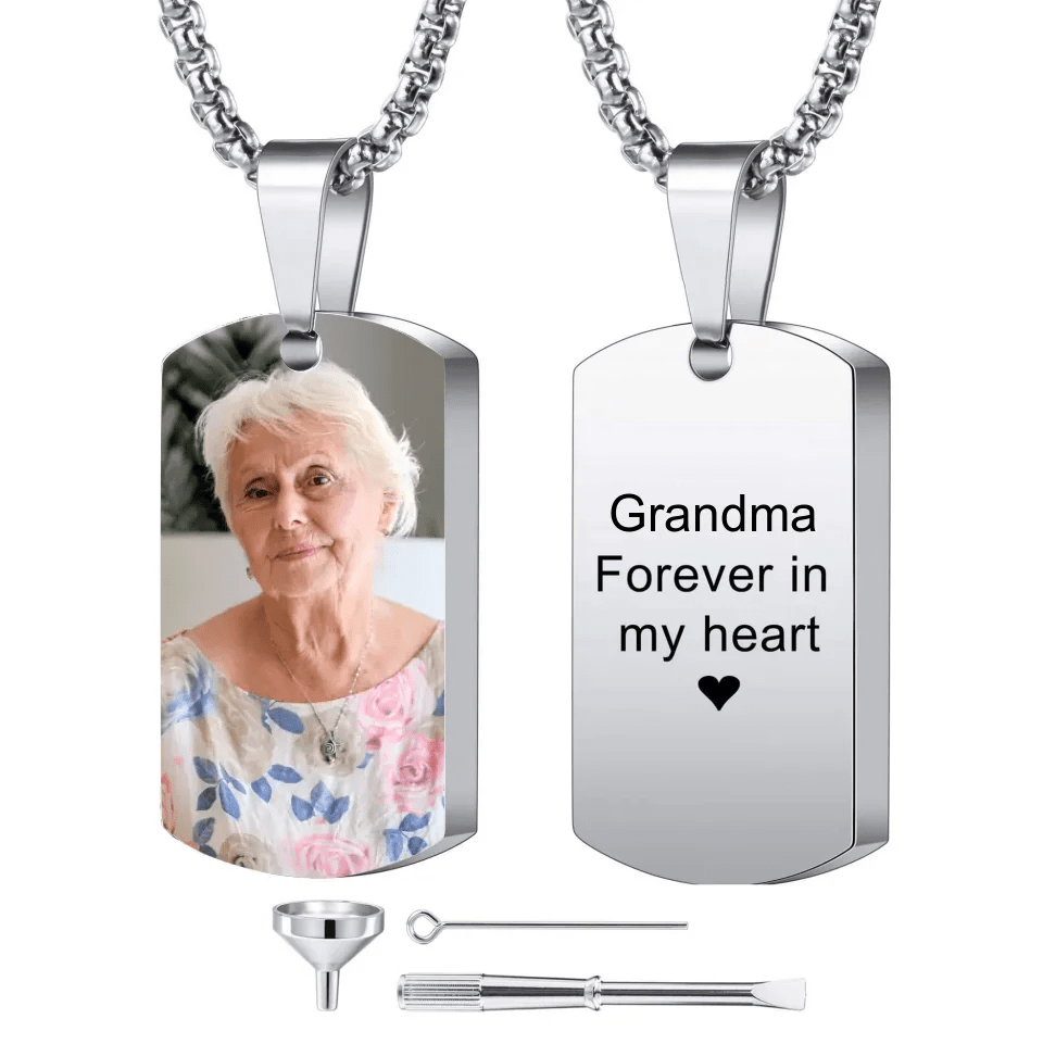 Customised Tag Necklace - Personalised Photo and Name keepsake Necklace - A Commemorative Gift For Yourself,Family,Friend - OLESA