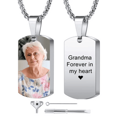 Customised Tag Necklace - Personalised Photo and Name keepsake Necklace - A Commemorative Gift For Yourself,Family,Friend - OLESA