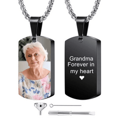 Customised Tag Necklace - Personalised Photo and Name keepsake Necklace - A Commemorative Gift For Yourself,Family,Friend - OLESA