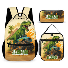 Customizable Dinosaur Truck Backpack - Personalized Name - OLESA
