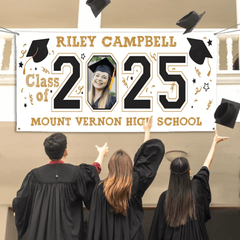 Customized 2025 Graduation Banner - Personalized Photos - Gift for Graduates - OLESA