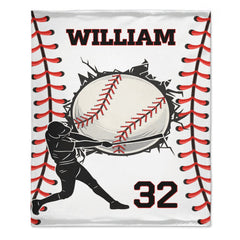 Customized Baseball Design Soft Blanket - Personalized Color And Name - Gifts for Athlete, Baseball Enthusiast - OLESA