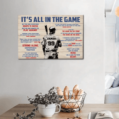 Customized Baseball Poster Wall Art - Personalized Name,Number And Gender In A Classic Colorway Baseball Themed Unframed Canvas Painting - Gift For Baseball Lovers,Baseball Players - OLESA