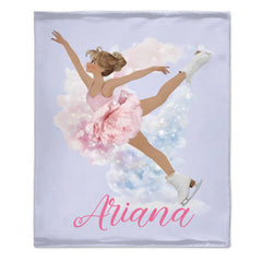 Customized Birth Flower Skate Girl Soft Blanket - Personalized Name And Girl - Birthday Gifts for Girl Skate Lover - OLESA