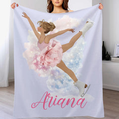Customized Birth Flower Skate Girl Soft Blanket - Personalized Name And Girl - Birthday Gifts for Girl Skate Lover - OLESA