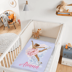 Customized Birth Flower Skate Girl Soft Blanket - Personalized Name And Girl - Birthday Gifts for Girl Skate Lover - OLESA