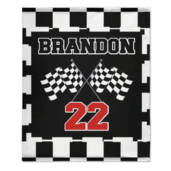 Customized Black and White Chevron Blanket - Personalized Name and Number Black and White Flag Pattern Blanket - A Gift For Friend,Colleagues - OLESA