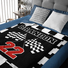 Customized Black and White Chevron Blanket - Personalized Name and Number Black and White Flag Pattern Blanket - A Gift For Friend,Colleagues - OLESA