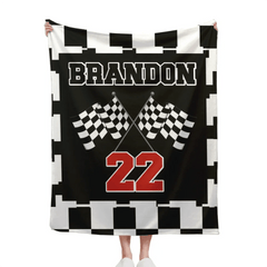 Customized Black and White Chevron Blanket - Personalized Name and Number Black and White Flag Pattern Blanket - A Gift For Friend,Colleagues - OLESA