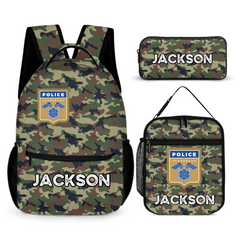 Customized Camouflage Backpack - Personalized Name and Police Badge - OLESA