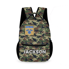 Customized Camouflage Backpack - Personalized Name and Police Badge - OLESA