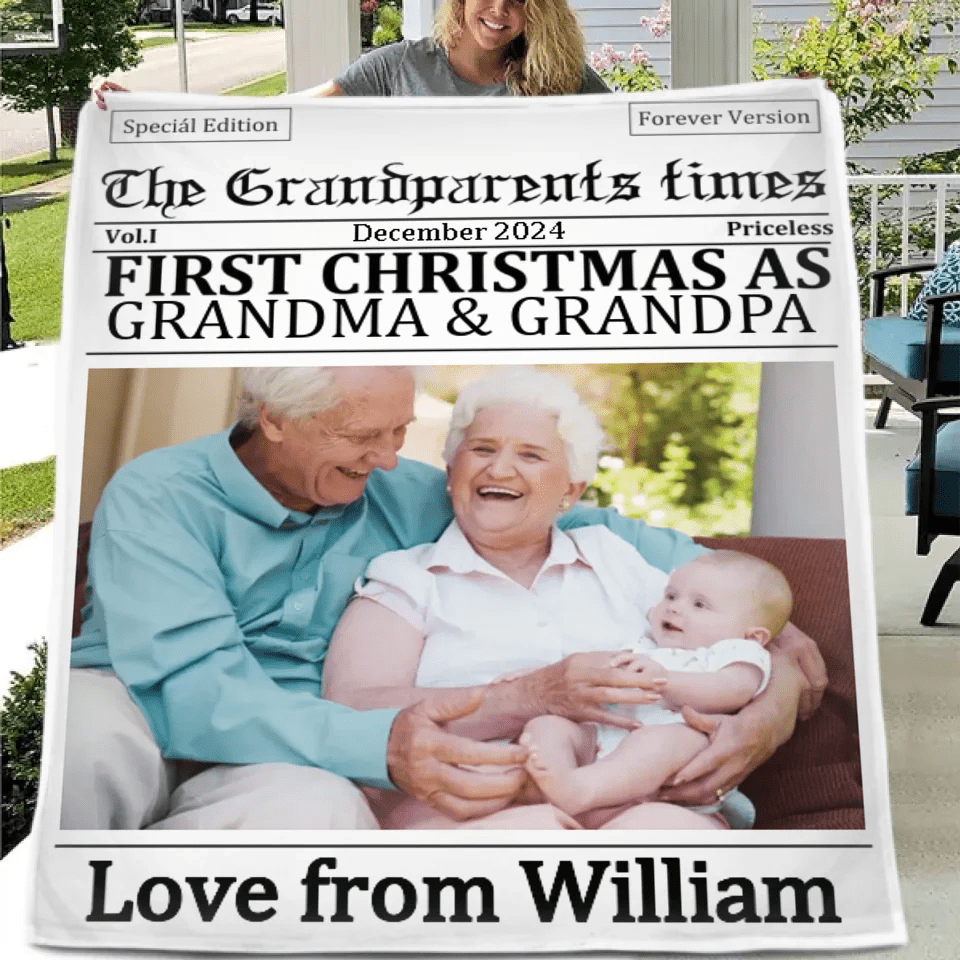 Customized Christmas Blankets - Personalized Nickname and Photo Christmas Memorial Blanket - A Gift For Family,Grandparents,Parents - OLESA